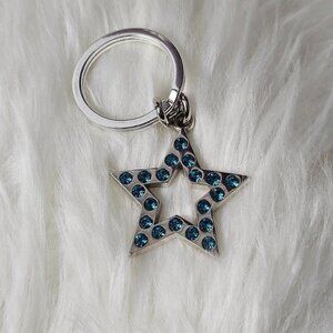COACH Silver Tone Blue Star Keychain Keyfob Purse Charm Retired
